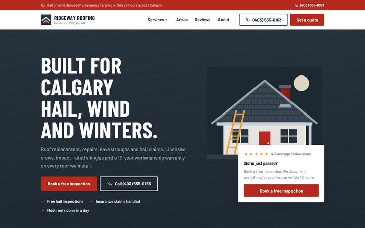 Ridgeline roofer template, desktop